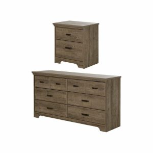 Dressers And Chests |   South Shore Versa 6 Drawer Dresser With Nightstand In Weathered Oak Bedroom Dressers And Chests