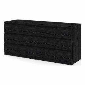 Dressers And Chests |   Tvilum Scottsdale 6 Drawer Double Dresser In Black Woodgrain Bedroom Dressers And Chests