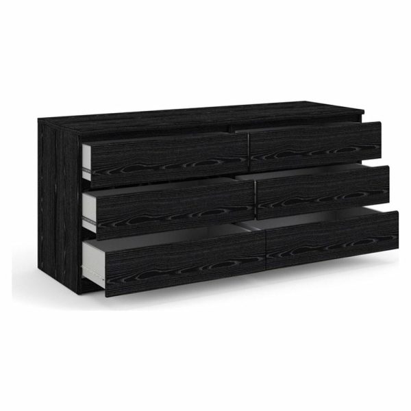 Dressers And Chests |   Tvilum Scottsdale 6 Drawer Double Dresser In Black Woodgrain Bedroom Dressers And Chests