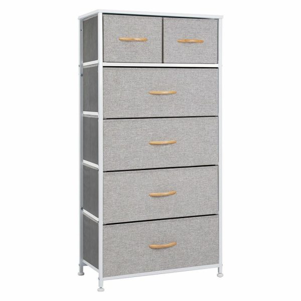 Dressers And Chests |   Wide Vertical Home Storage 6 Drawers, Light Gray Bedroom Dressers And Chests