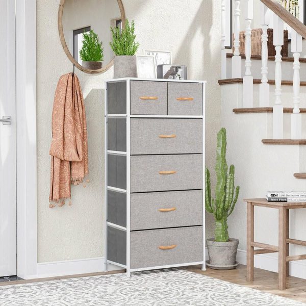 Dressers And Chests |   Wide Vertical Home Storage 6 Drawers, Light Gray Bedroom Dressers And Chests