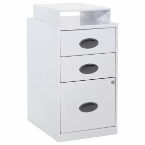 Filing Cabinets |   3 Drawer Locking Metal File Cabinet With Top Shelf, White Filing Cabinets Filing Cabinets