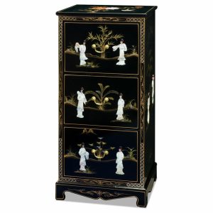 Filing Cabinets |   Black Lacquer Mother Of Pearl 3 Drawer Oriental File Cabinet Filing Cabinets Filing Cabinets