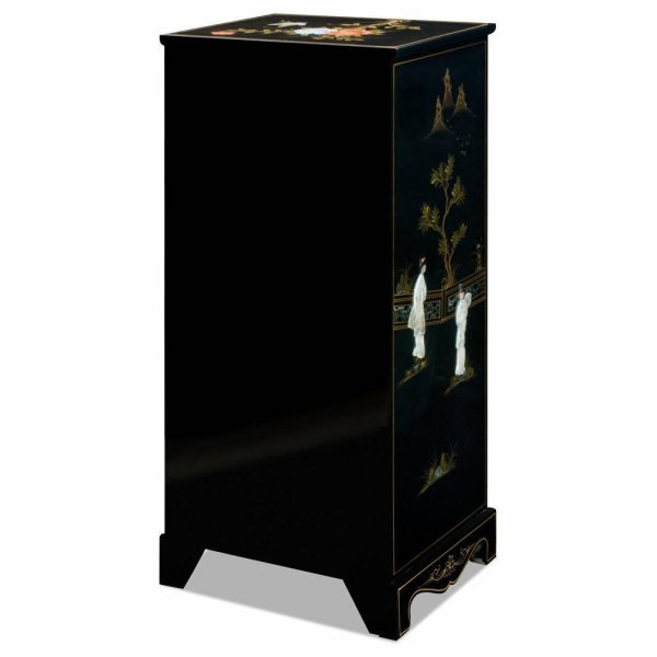 Filing Cabinets |   Black Lacquer Mother Of Pearl 3 Drawer Oriental File Cabinet Filing Cabinets Filing Cabinets