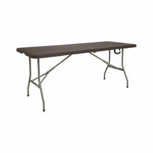 Folding Tables |   29″X71″ Bi-Fold Brown Rattan Plastic Folding Table Furniture Folding Tables