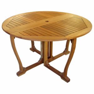 Folding Tables |   Indoor/Outdoor Folding Table, Yellow Hardwood Construction With Round Tabletop Folding Tables Folding Tables