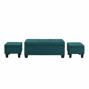 Footstools & Ottomans |   Everett 3-Pack Storage Ottoman, Teal Footstools & Ottomans Footstools & Ottomans