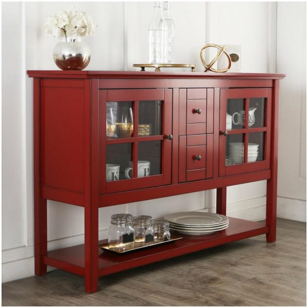 Media Storage |   52″ Wood Console Table Tv Stand, Antique Red Furniture Media Storage