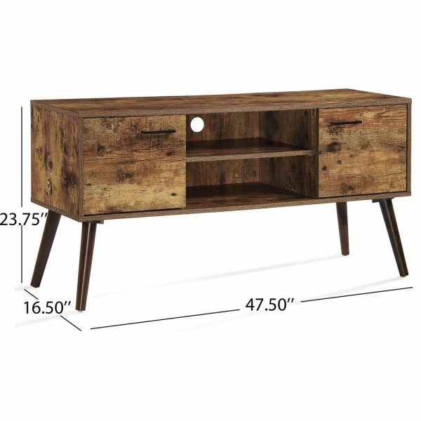 Media Storage |   Gdf Studio Amal Mid-Century Modern Finished Fiberboard Entertainment Center, Pine/Wenge Furniture Media Storage