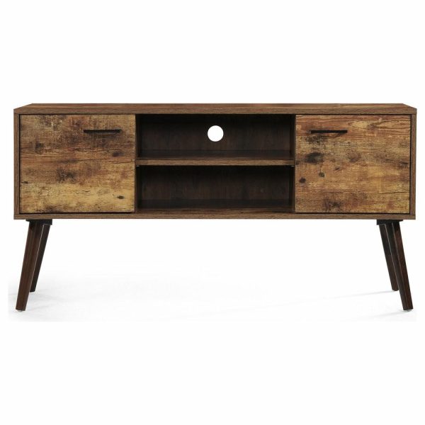 Media Storage |   Gdf Studio Amal Mid-Century Modern Finished Fiberboard Entertainment Center, Pine/Wenge Furniture Media Storage