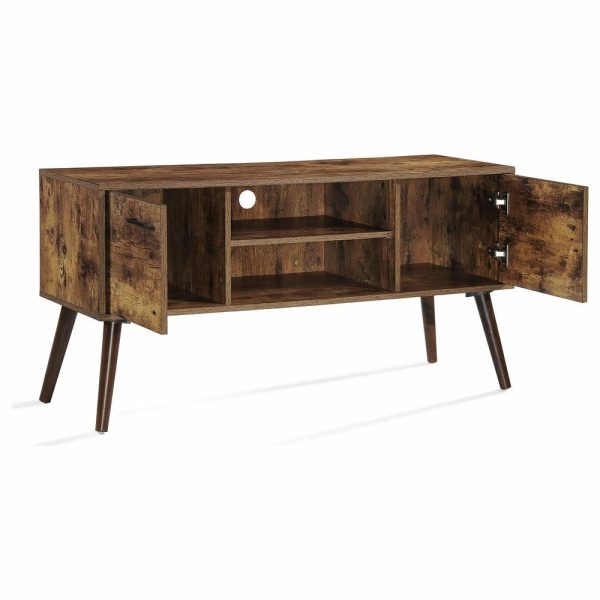 Media Storage |   Gdf Studio Amal Mid-Century Modern Finished Fiberboard Entertainment Center, Pine/Wenge Furniture Media Storage