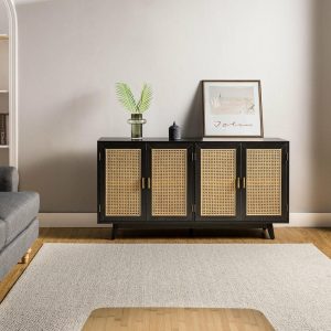 Media Storage |   Media Storage Tv Stand, Up To 65″, Black Furniture Media Storage