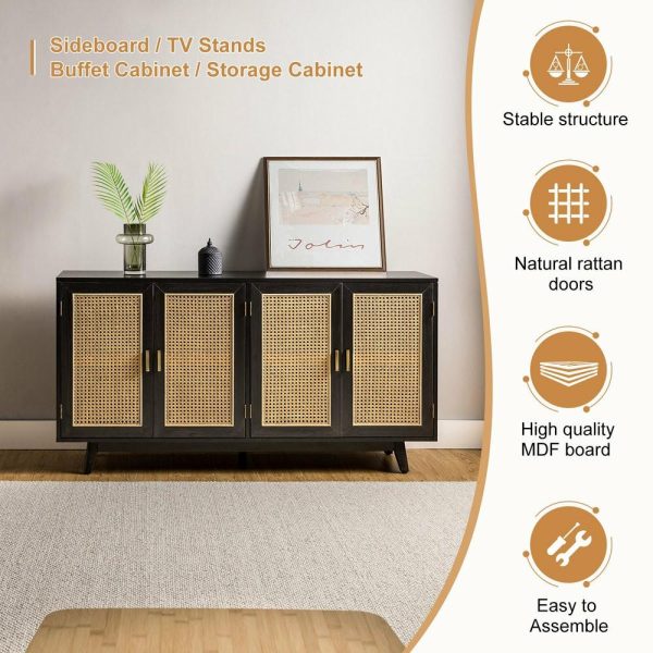 Media Storage |   Media Storage Tv Stand, Up To 65″, Black Furniture Media Storage