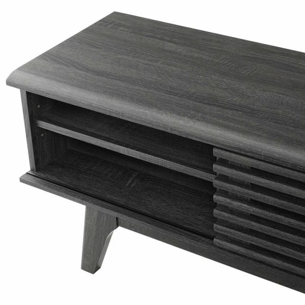 Media Storage |   Media Tv Stand Console Table, Wood, Dark Grey Gray, Modern, Lounge Hospitality Furniture Media Storage