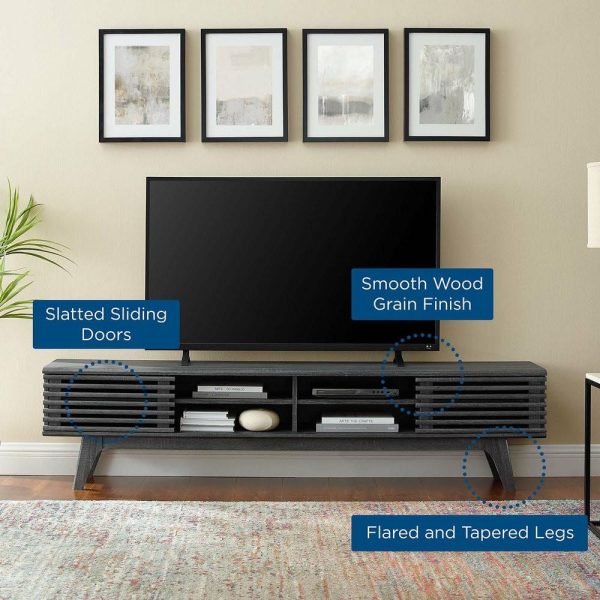 Media Storage |   Media Tv Stand Console Table, Wood, Dark Grey Gray, Modern, Lounge Hospitality Furniture Media Storage