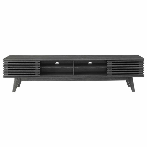 Media Storage |   Media Tv Stand Console Table, Wood, Dark Grey Gray, Modern, Lounge Hospitality Furniture Media Storage