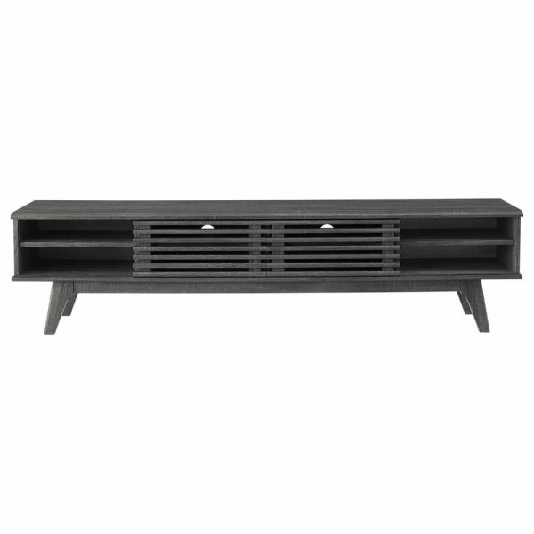 Media Storage |   Media Tv Stand Console Table, Wood, Dark Grey Gray, Modern, Lounge Hospitality Furniture Media Storage