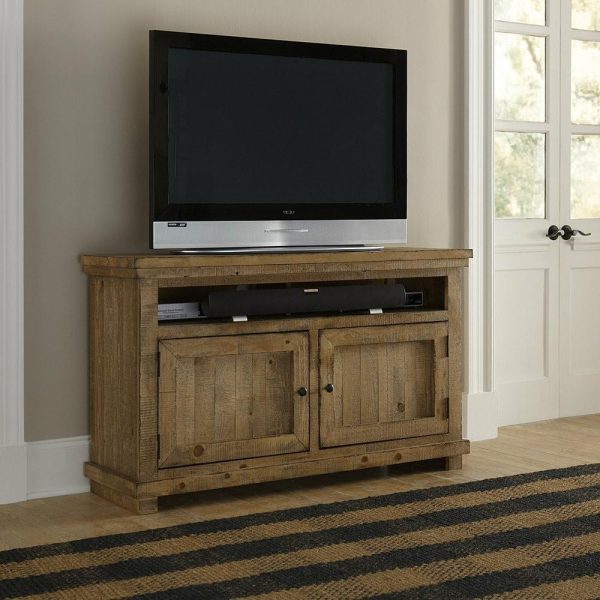 Media Storage |   Willow Entertainment 54″ Console, Distressed Pine Furniture Media Storage