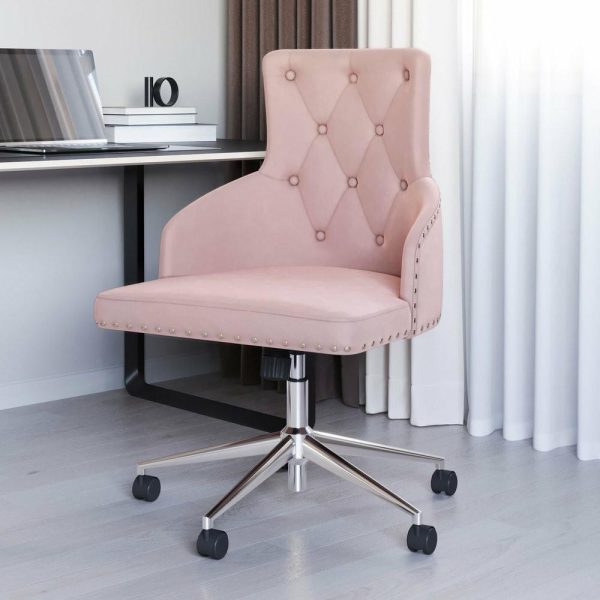 Office Chairs |   Belden Modern Elegant Swivel Desk Chair, Pink/Chrome Furniture Office Chairs