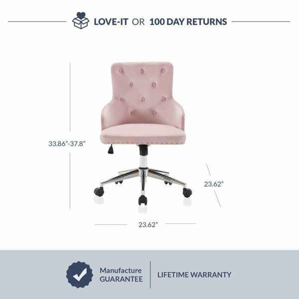 Office Chairs |   Belden Modern Elegant Swivel Desk Chair, Pink/Chrome Furniture Office Chairs