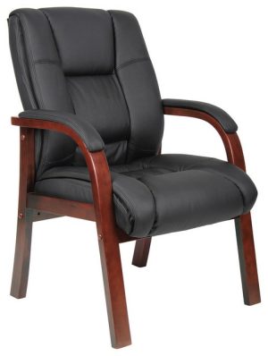 Office Chairs |   Boss Mid Back Wood Finished Guest Chairs Furniture Office Chairs