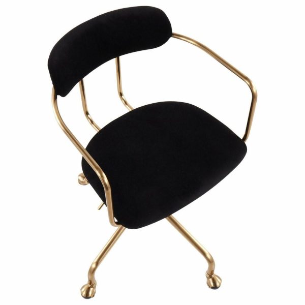 Office Chairs |   Demi Office Chair, Gold Metal, Black Velvet Furniture Office Chairs