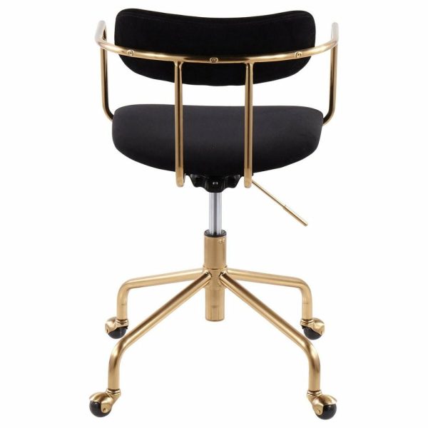 Office Chairs |   Demi Office Chair, Gold Metal, Black Velvet Furniture Office Chairs