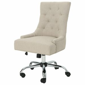 Office Chairs |   Gdf Studio Bagnold Home Office Fabric Desk Chair, Wheat/Chrome Furniture Office Chairs