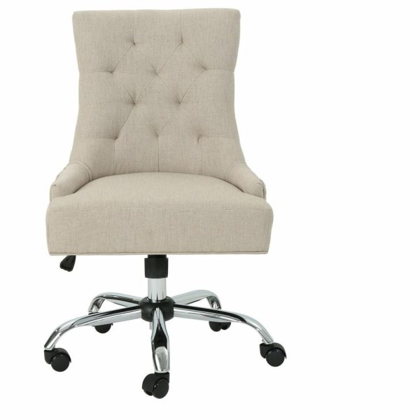 Office Chairs |   Gdf Studio Bagnold Home Office Fabric Desk Chair, Wheat/Chrome Furniture Office Chairs