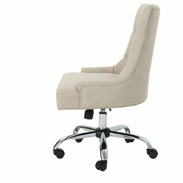 Office Chairs |   Gdf Studio Bagnold Home Office Fabric Desk Chair, Wheat/Chrome Furniture Office Chairs