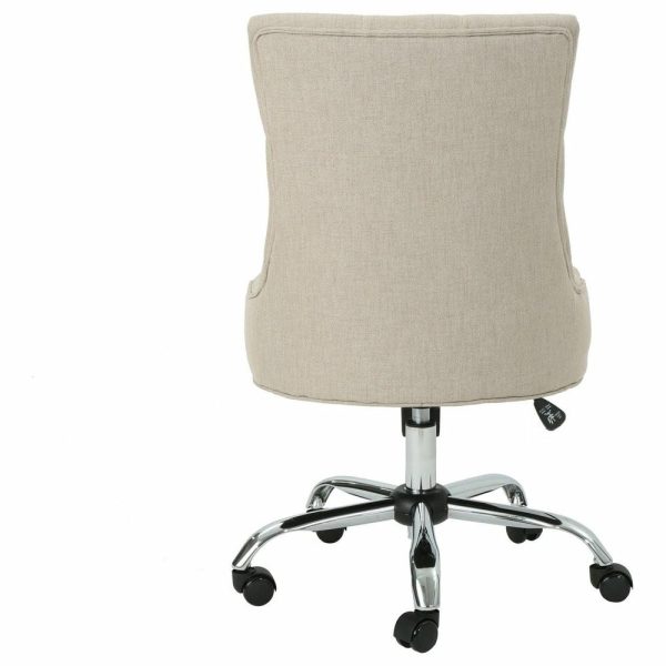 Office Chairs |   Gdf Studio Bagnold Home Office Fabric Desk Chair, Wheat/Chrome Furniture Office Chairs