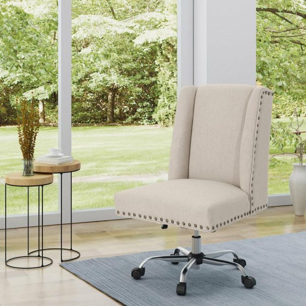 Office Chairs |   Gdf Studio Quentin Contemporary Fabric Swivel Office Chair Furniture Office Chairs