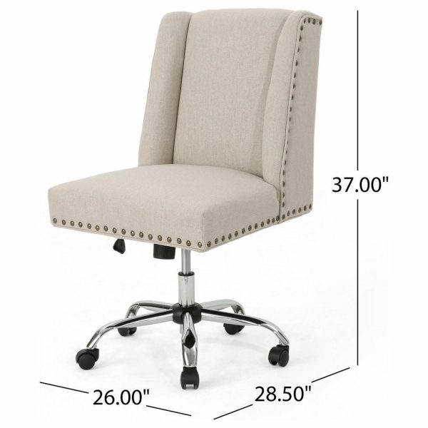 Office Chairs |   Gdf Studio Quentin Contemporary Fabric Swivel Office Chair Furniture Office Chairs