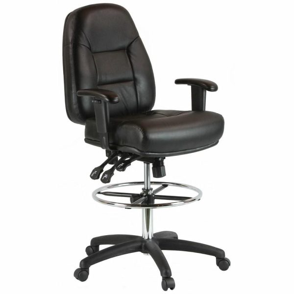 Office Chairs |   Harwick Premium Leather Drafting Chair With Arms Furniture Office Chairs