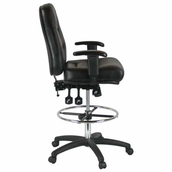 Office Chairs |   Harwick Premium Leather Drafting Chair With Arms Furniture Office Chairs