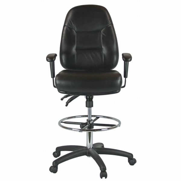 Office Chairs |   Harwick Premium Leather Drafting Chair With Arms Furniture Office Chairs