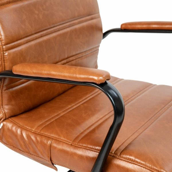 Office Chairs |   High Back Executive Swivel Office Chair With Metal Frame And Arms, Brown Leather Furniture Office Chairs