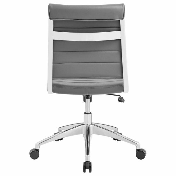 Office Chairs |   Jive Armless Mid Back Faux Leather Office Chair, Gray Furniture Office Chairs