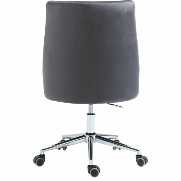 Office Chairs |   Karina Swivel And Adjustable Velvet Upholstered Office Chair, Grey, Chrome Base Furniture Office Chairs