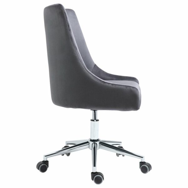 Office Chairs |   Karina Swivel And Adjustable Velvet Upholstered Office Chair, Grey, Chrome Base Furniture Office Chairs