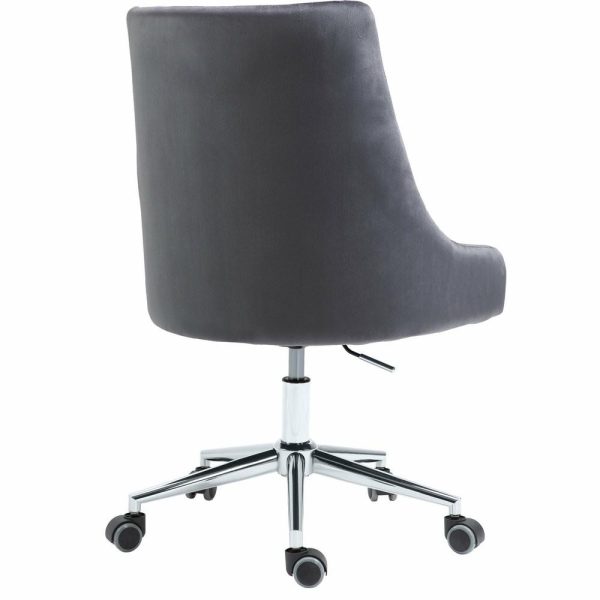 Office Chairs |   Karina Swivel And Adjustable Velvet Upholstered Office Chair, Grey, Chrome Base Furniture Office Chairs