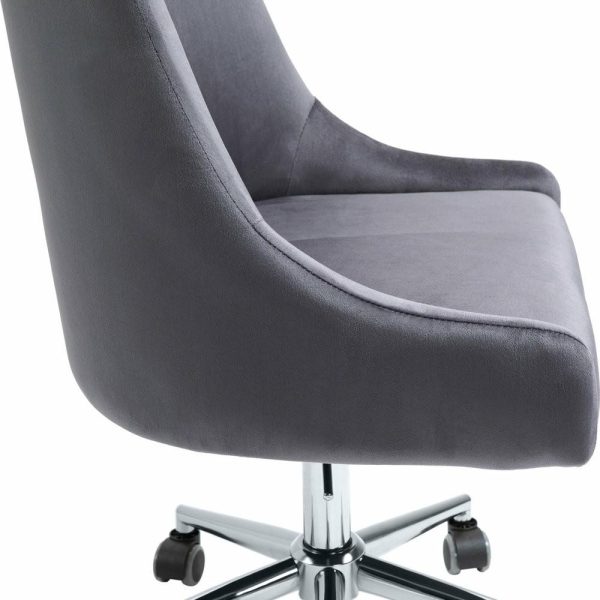 Office Chairs |   Karina Swivel And Adjustable Velvet Upholstered Office Chair, Grey, Chrome Base Furniture Office Chairs