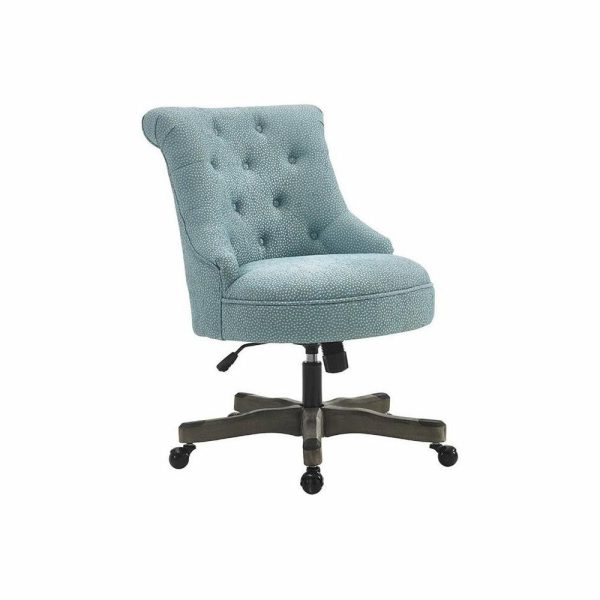 Office Chairs |   Linon Sinclair Wood Upholstered Office Chair In Light Blue Furniture Office Chairs