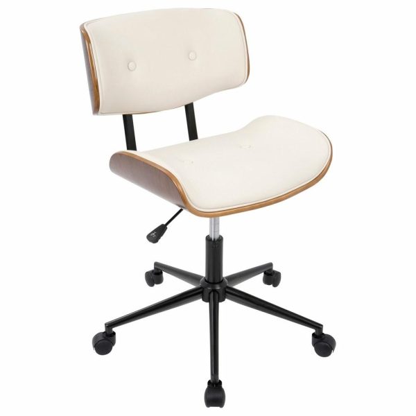 Office Chairs |   Lumisource Lombardi Height Adj. Office Chair, Walnut And Cream Furniture Office Chairs