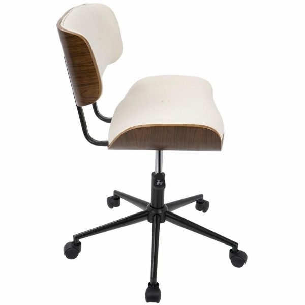 Office Chairs |   Lumisource Lombardi Height Adj. Office Chair, Walnut And Cream Furniture Office Chairs