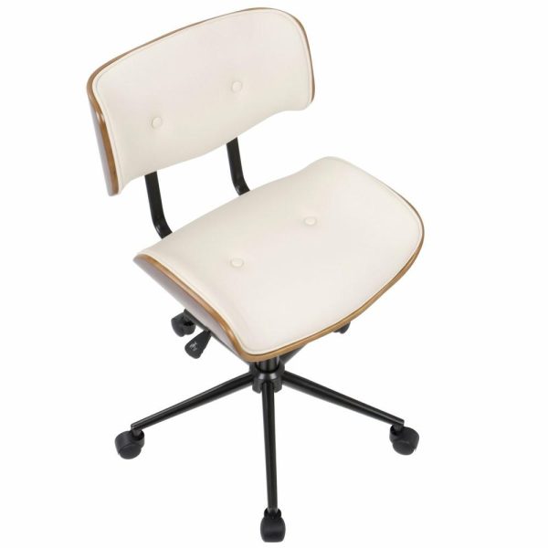 Office Chairs |   Lumisource Lombardi Height Adj. Office Chair, Walnut And Cream Furniture Office Chairs