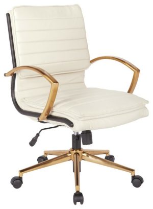 Office Chairs |   Mid-Back Faux Leather Chair, Cream Furniture Office Chairs