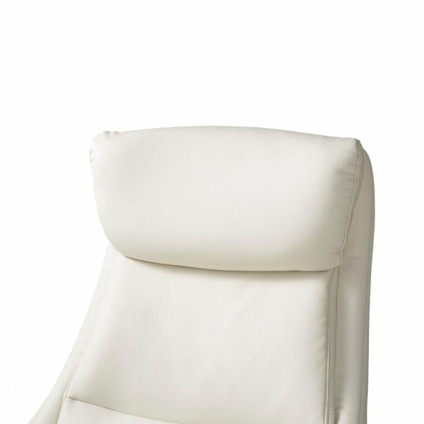 Office Chairs |   Mid-Century Leatherette Adjustable Swivel High Back Office Chair, Cream White Furniture Office Chairs