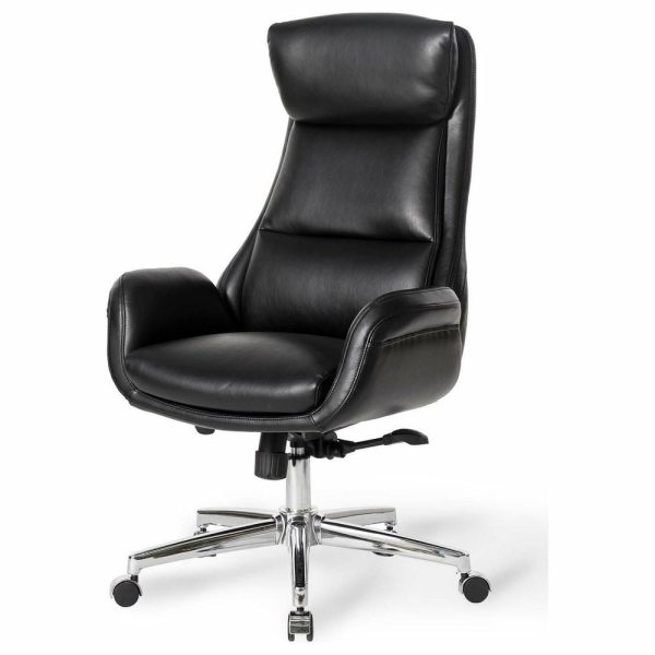 Office Chairs |   Mid-Century Modern Air Leatherette Adjustable Swivel High Back Office, Black Furniture Office Chairs