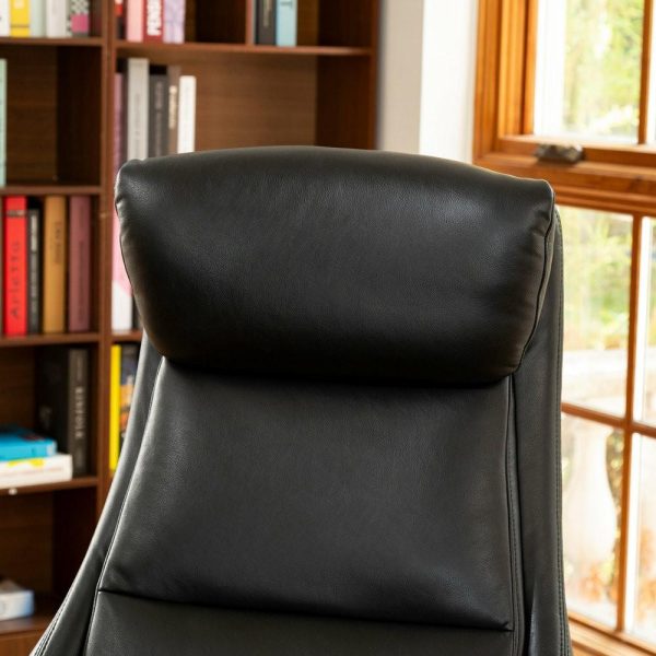 Office Chairs |   Mid-Century Modern Air Leatherette Adjustable Swivel High Back Office, Black Furniture Office Chairs